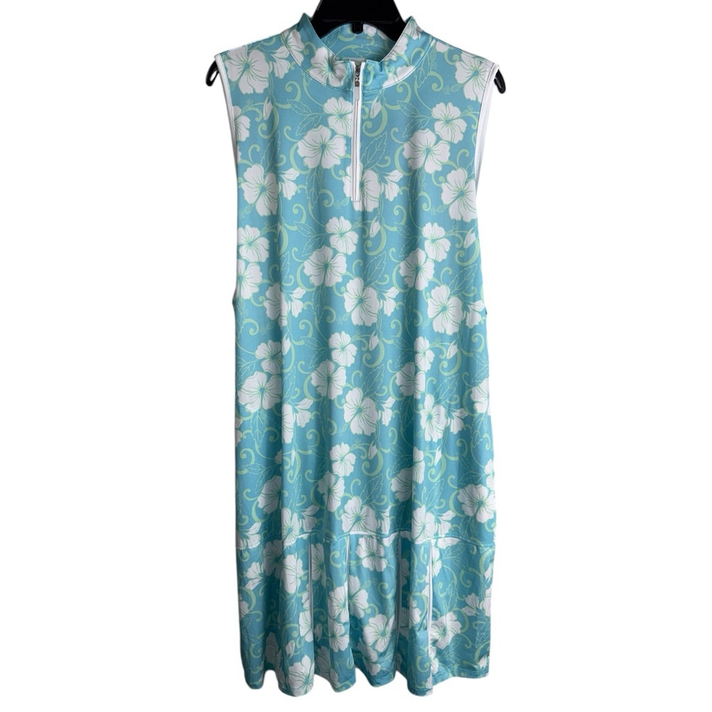 NWT Sport Haley Arlette Printed Sleeveless Pleated Hem Tennis Dress Blue 2XL‎